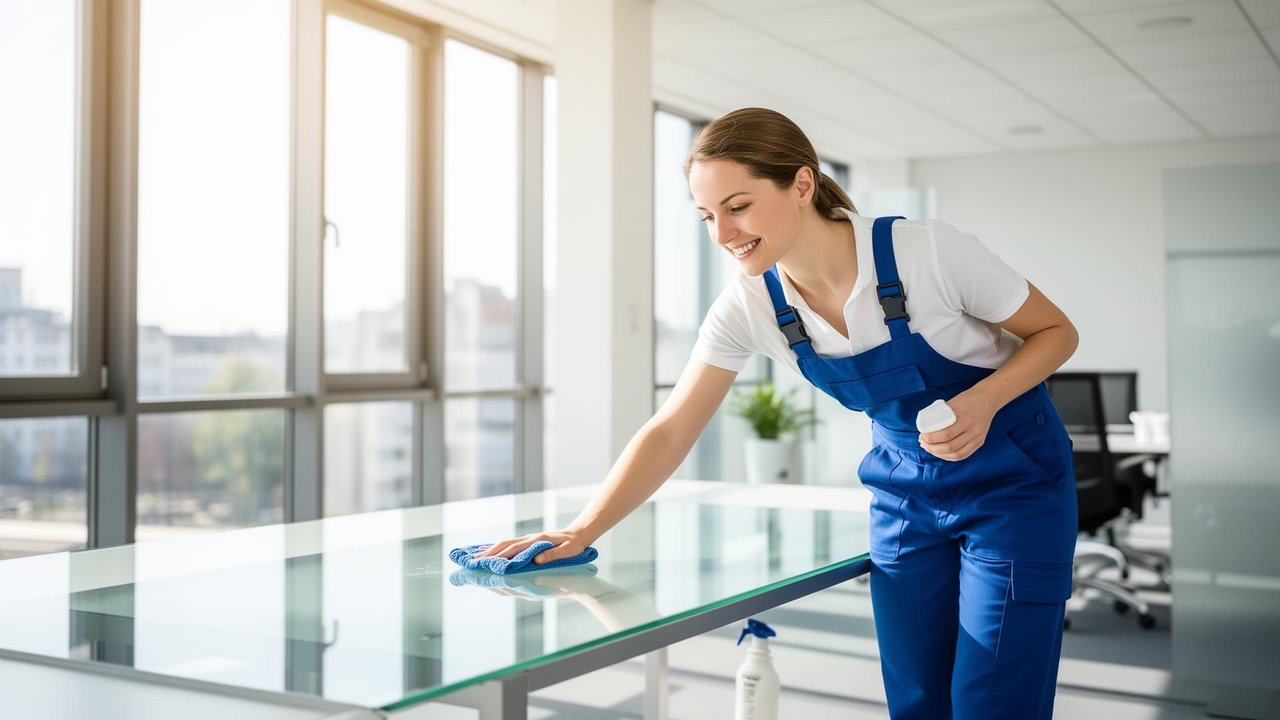 Professionelle Büroreinigung in einem modernen Büro in Würzburg